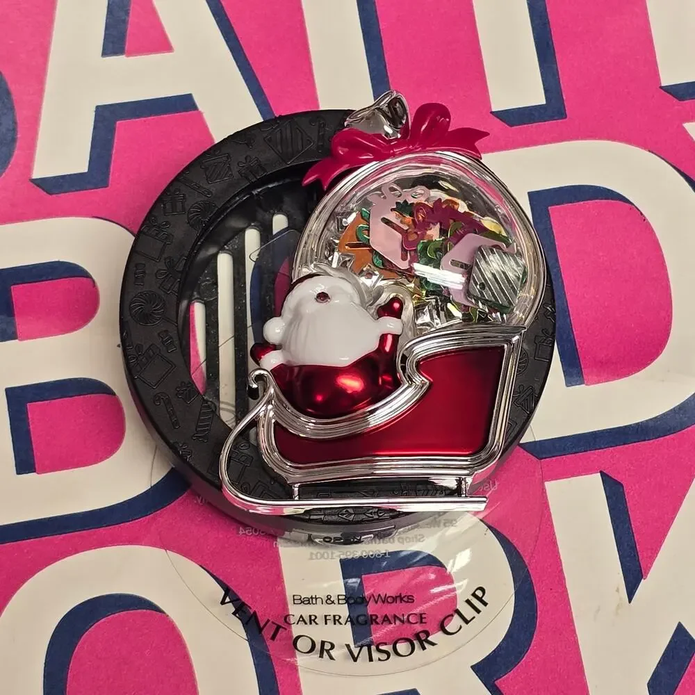 BBW Santa Sleigh Present Confetti Vent & Visor Clip Car Fragrance Holder Decor